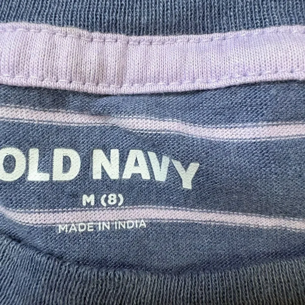 Old Navy Navy and Lavender Striped Long sleeve Shirt/Top Sz M